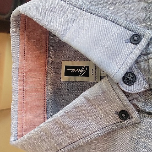HOWE button down shirt short sleeved shades of blue striped. NWOT - Picture 3 of 6